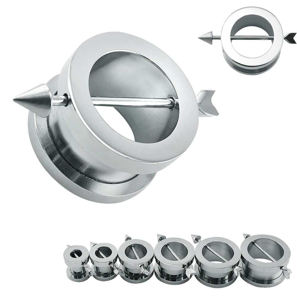 Stainless Steel Screw Arrow Ear Flesh Tunnels Plugs 6 16mm Gauges