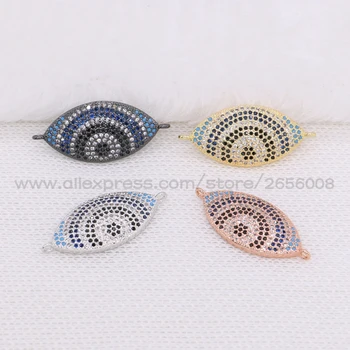 

8Pcs Micro pave Cubic Zircon Eye shape connector DIY high quality jewelry charm Mix colors druzy Gems jewelry finding 1622