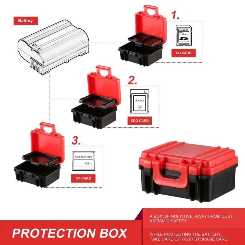 

LYNCA D800 Battery Storage Box Multifunction Plastic Holder SD CF XQD Card Storage Box for Canon Sony Fuji Nikon Battery Bag