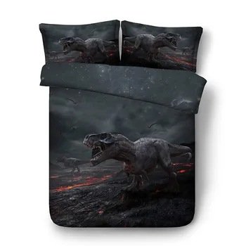 

Dinosaur Bedding Set Dark Tyrannosaurus Rex Roar Volcanic Duvet Cover Set