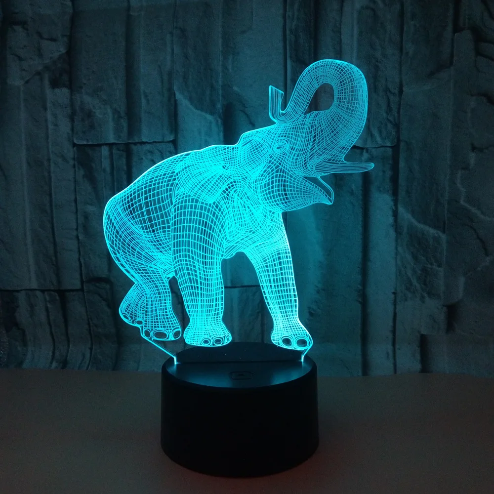 [DBF] 7 цветов, меняющий 3D аплодисменты, лампа в виде слона, Оптическая иллюзия, сенсорный/пульт дистанционного управления, ночной Светильник для декора комнаты, подарки на день рождения