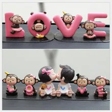 Мода автомобиль укладки мультфильм любовь обезьяна банан кукла украшение автомобиля Авто приборной панели автомобиля аксессуары для интерьера ремесло украшения подарок