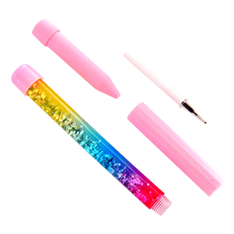 Гелевая ручка Kawaii 0,5 мм, волшебная палочка, Кристальный дрейф, песочный блеск, нейтральные радужные цветные ручки для письма, Канцелярия