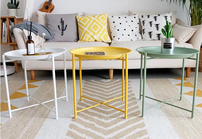 45*45CM Northern Europe tea table Iron side table Piano coating Bedside table Small disc Coffee table 45*45CM Northern Europe tea table Iron side table Piano coating Bedside table Small disc Coffee table
