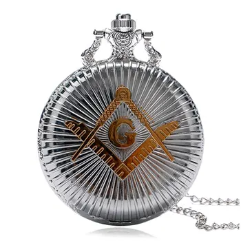 

Silver&Golden Masonic Freemason Quartz Necklace Pendant Pocket Watch Jewerly Gifts Luxury Vintage Steampunk Unisex Gift