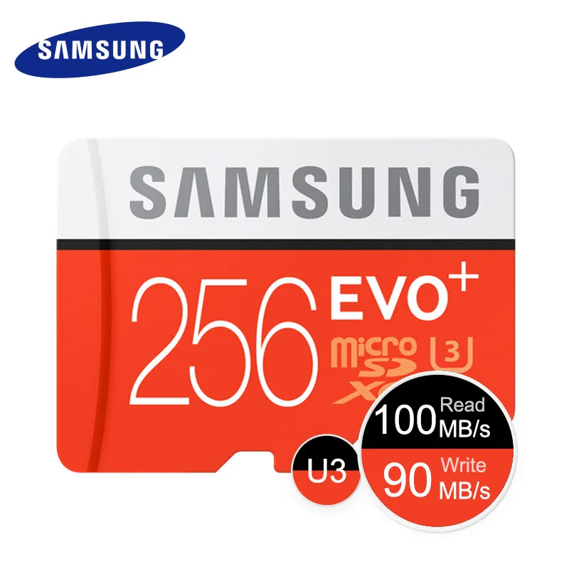 SAMSUNG Micro SD 256 ГБ 128 ГБ 64 ГБ 32 ГБ 16 ГБ EVO Плюс MicroSD Карты Макс 80 М/с C10 Карты памяти SDHC SDXC TF Trans Flash Микро Карты карта памяти микро сд карта памяти для телефона карта памяти micro sd