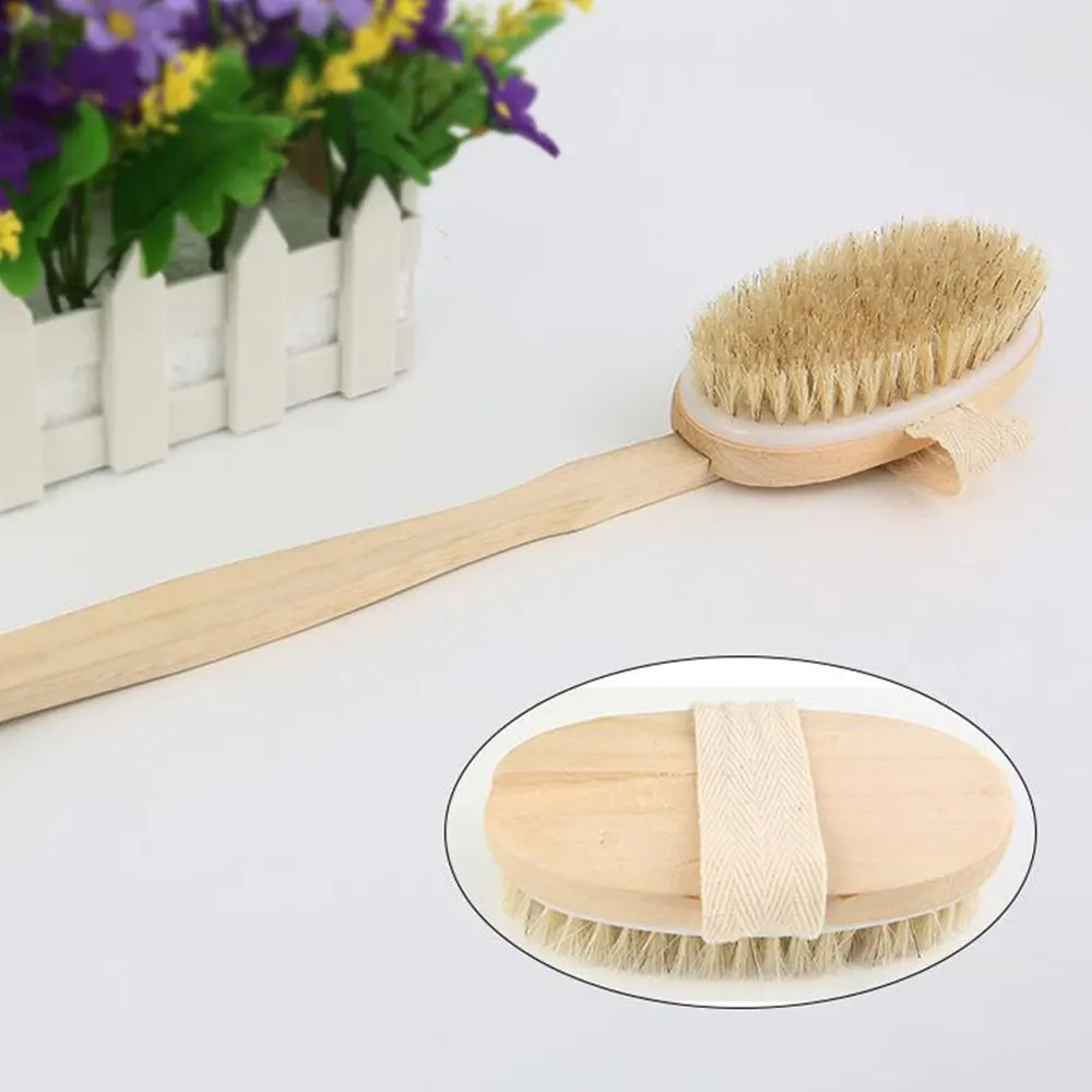Hot Dry Skin Body Soft natural bristle the SPA the Brush Wooden Bath Shower Bristle Brush SPA