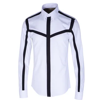 

new Patchwork Cotton Worsted Tide Classic Trend high quality Men fashion casual spring men's shirt long sleeve plus size M-4XL