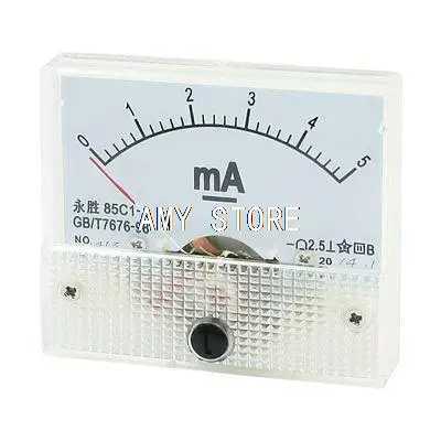 Rectangle Analog Panel Ampere Meter Gauge Amperemeter 85C1-A DC 0-5mA |