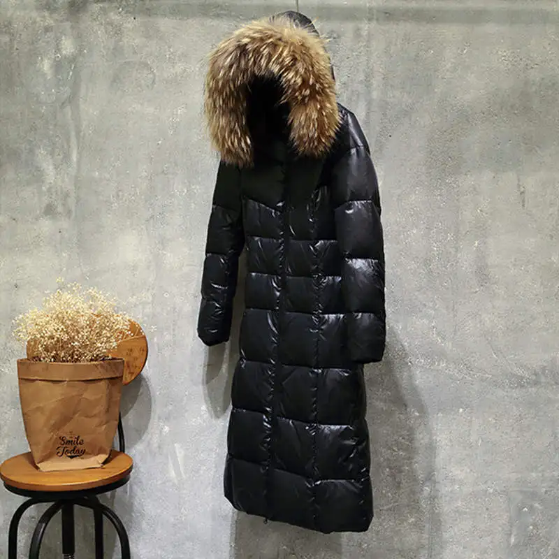 Parkas Feminina Jaqueta Black Gris Fourrure De Duvet Longue Canard C3637 Laveur Noir Manteau Femmes Collier Raton Inverno Épais Veste D'hiver 4dSwqad