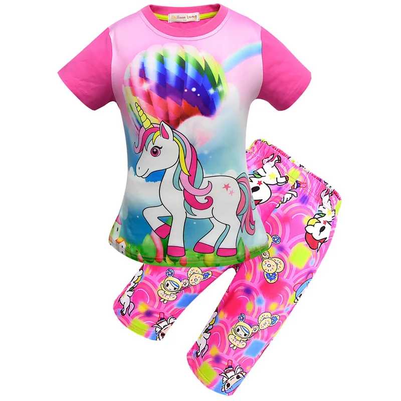 

Summer Kids Pajamas Girls Unicorn Pattern Clothes High Quality Children Pajamas Set