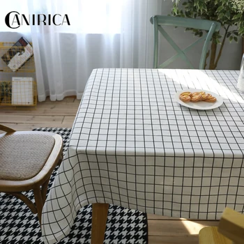 

CANIRICA Tablecloth Linen Plaid Table Cloth For Home Accessories Table Cover Kitchen Decoration Pastoral Tafelkleed Rectangular