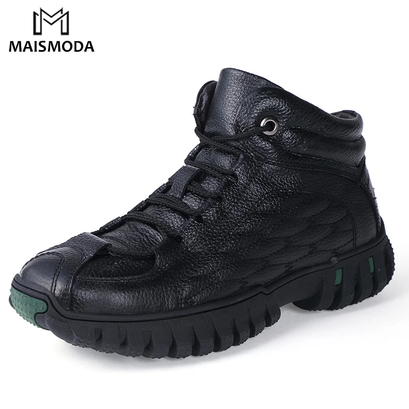 

MAISMODA Super Warm Men Winter Boots 2018 Genuine Leather Plush Winter Shoes Military Waterproof Ankle Winter Boots YL430
