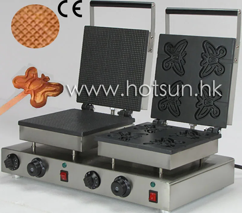 Dual Waffle Baking System 110v 220v Electric Commercial Butterfly on A Stick and Waffle Maker Wholesale Home Appliances
