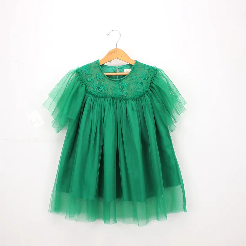 2019 Summer Baby Girl Lace Embroidery Princess Dress Little Girls Short Sleeve Loose Party Kids Clothes For 2-7Years | Детская одежда и