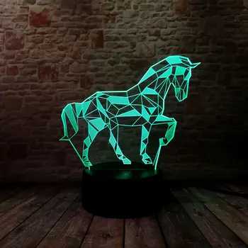 

Luminous Horse Model 3D Illusion LED NightLight Colourful Flashing Light Glow in the Dark Animal Figure Toys