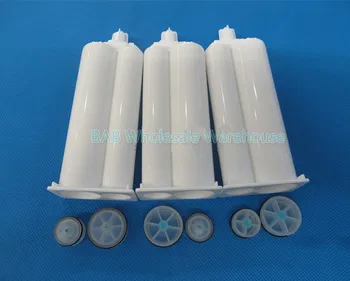 Best 100pcs EMPTY Unfilled 50ml 1:2 Ratio Epoxy Ab Glue Barrel With Piston Plug, Ab Glue Dispenser Gun Empty Cartridge