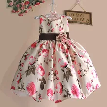 Новое нарядное платье для девочек, шелковые Детские платья с розами для девочек на день рождения, свадьбу, торжественная одежда для малышей