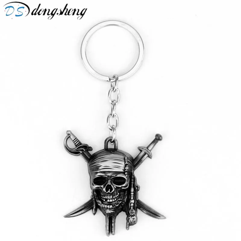 

dongsheng Movie Pirates Of The Caribbean Series Skull Death Keychain Metal Alloy Key Ring Souvenir Gift Film Accessories -50