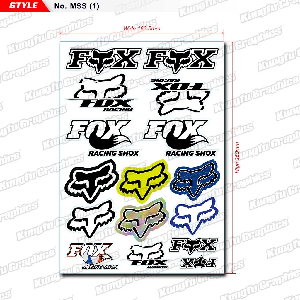 Кунг-фу графика спонсор мотокросса тюнинг мотоцикл наклейки Лист декоративный набор для автомобиля ATV шлем Dirt Bike 18*26 см - Цвет: MSS (1)