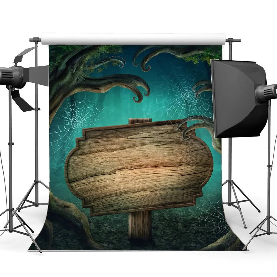 

Photography Backdrops Halloween Horror Night Mysterious Forest Old Tree Wood Spider Web Masquerade Portraits Photo Background