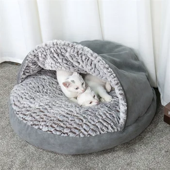 

Domestic Delivery Luxury Pet Dog Bed Round House Warm Soft Non-slip Solid Puppy Kennel Kitten Washable Cushion for Small Dog Cat
