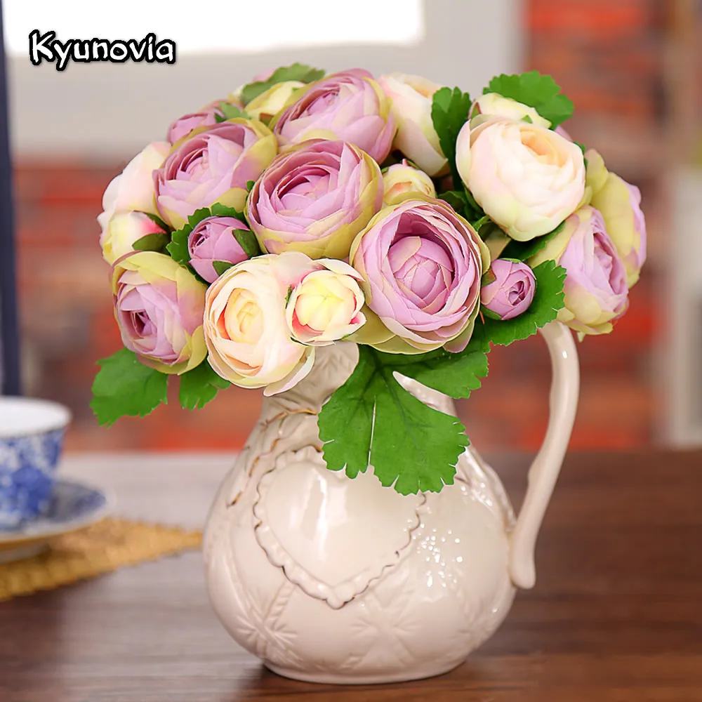 

Kyunovia Silk Peony Wedding Flowers 5 Heads Artificial Peonies Bridal Bouquet DIY Flowers Centerpieces Decorative Flowers KY04