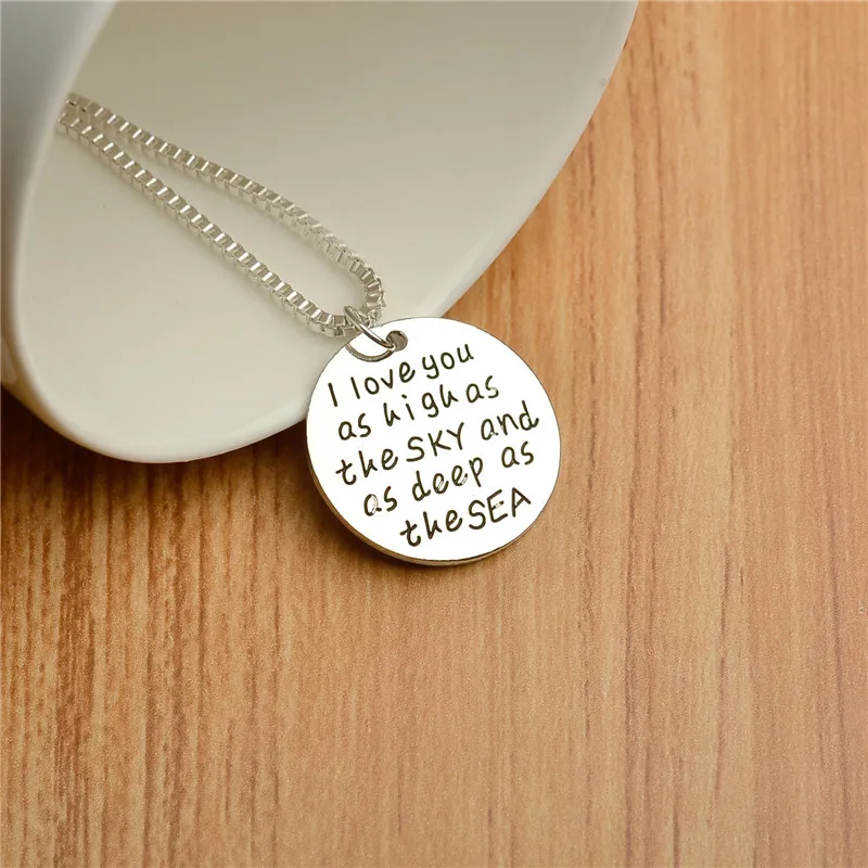 

Fashion Letter Necklace "i love you as high as the sky and as deep as the sea" Charm Pendants For Women/Girls Gifts 12pcs/lot