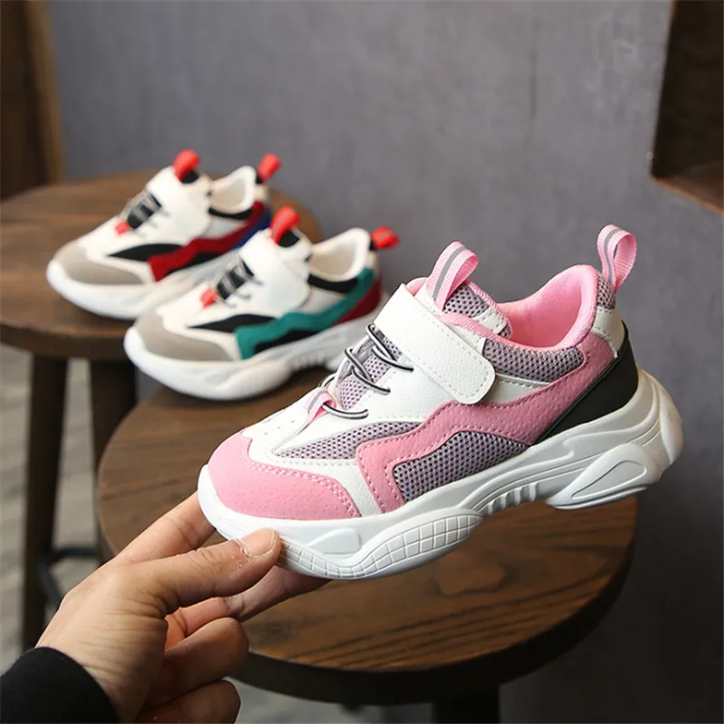 2019 New Spring Kids Shoes Mesh Color Matching Children's Tennis Breathable Sport Shoes Fashion Footwear Girls Boys Sneakers 