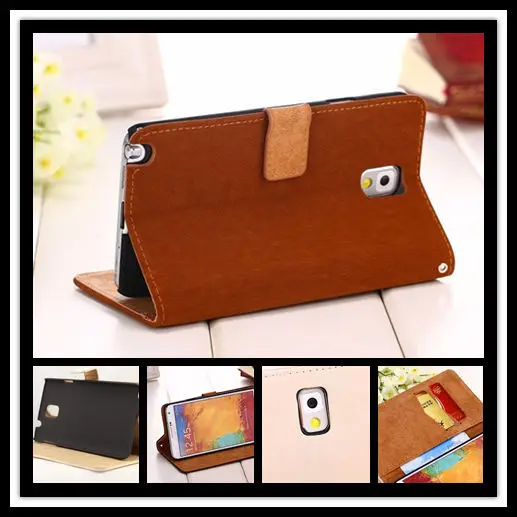 Celular Lujo cuero caso Capa Para для Samsung Galaxy Note 3 viviendas Саппу defensor con Tarjeta Credito Billetera accesorios |