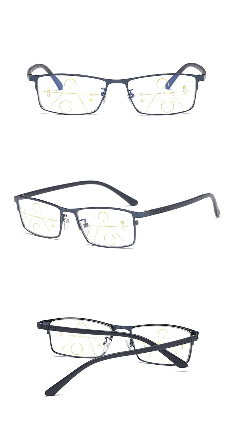 Multi-focus Progressive Reading Glasses Men Prescription Presbyopic Diopter Eyeglasses Male+1.0+1.5+2.0+2.5+3.0 QF220