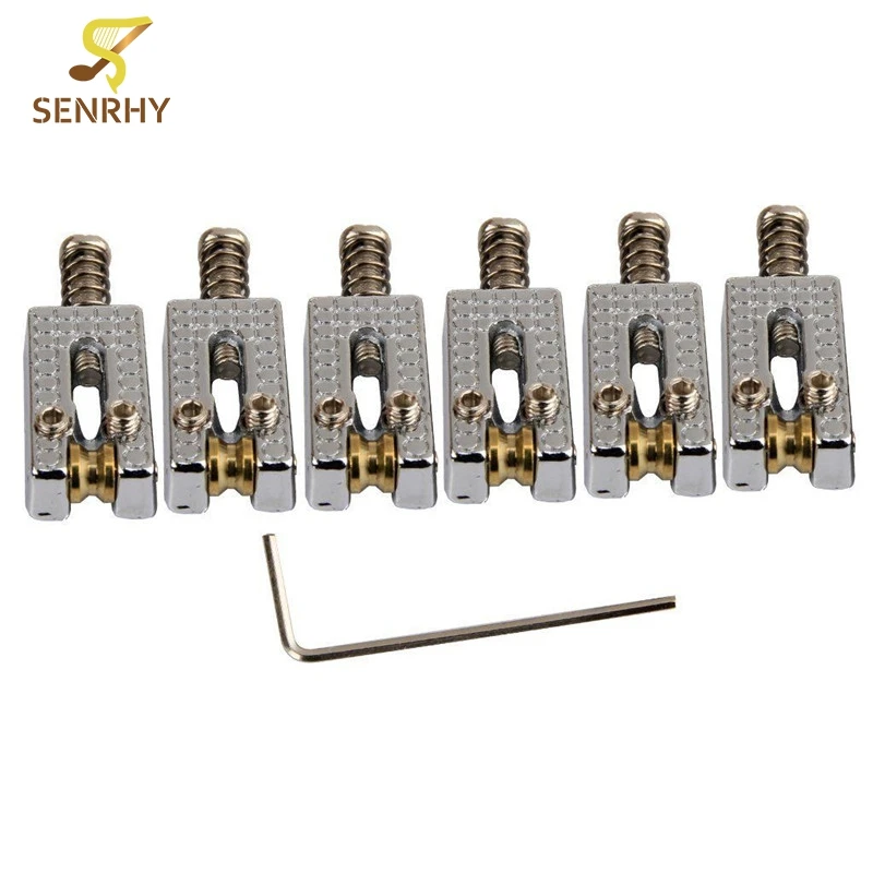 

6pcs Metal Roller Bridge Tremolo Guitar Saddles With Wrench For Musical Instruments Electric Guitar Ukelele Parts & Accessories