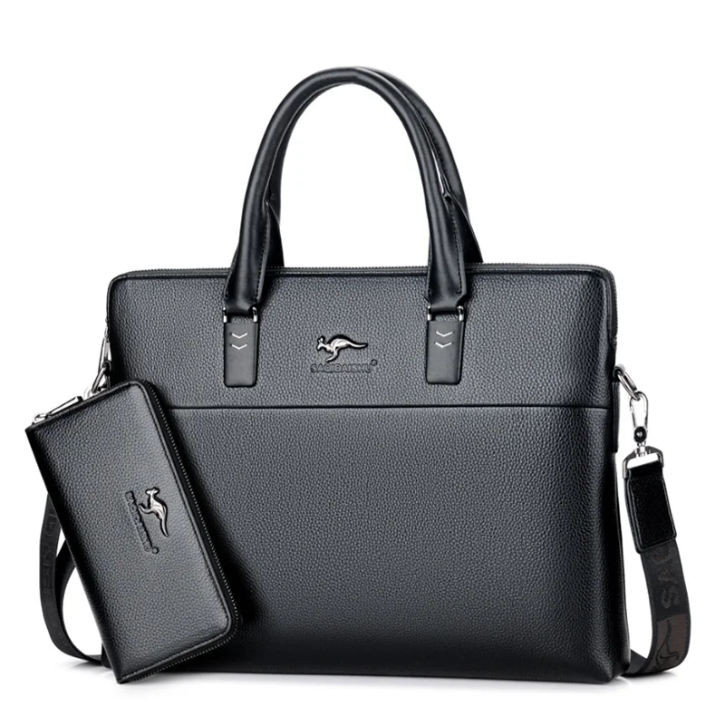 

Business Casual Men Briefcase 14 inch Laptop Bag Handbag PU Leather High Quality Man Shoulder Bag Fashion Travel Male Tote