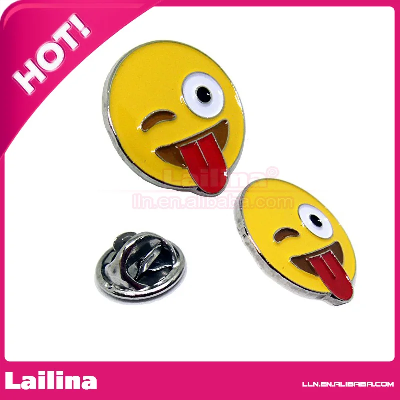 

100pcs/lot 30mm Winking Eye Emoji brooch pin emoji face Enamel Pins
