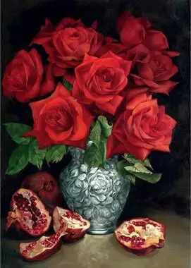 rose and  pomegranate Landscape Painting by Numbers Diy Oil Canvas Painting Wall Art Coloring By Numbers Digital Painting Home Decor