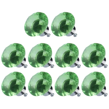 

CNIM Hot 10pcs Diamond Shape Crystal Glass Drawer Pull Handle Knob (Green)