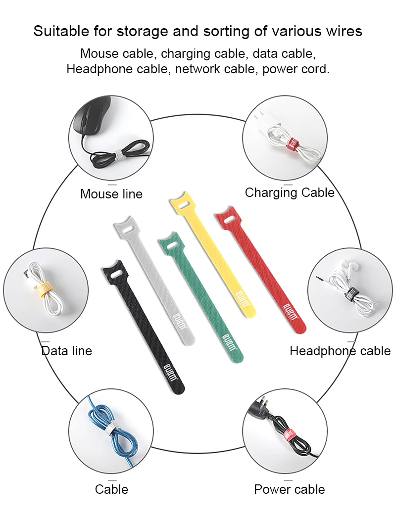 BUBM 40 шт многоразовые крепежные кабельные стяжки, Кабельное управление для кабелей, шнуров и проводов, шнур-органайзер для столов и офисов