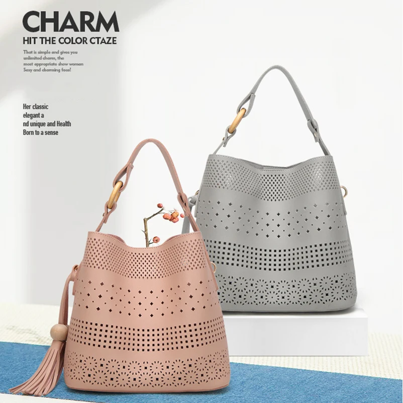 Nevenka Hallow Out Shoulder Bag Women Casual Totes with Tassel
