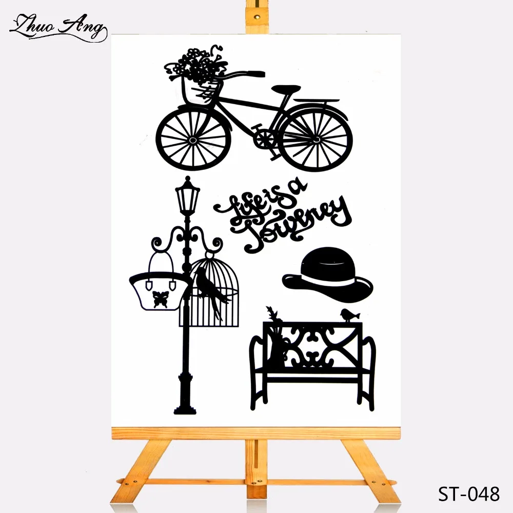 

ZhuoAng Transparent Clear Stamp Bike And Cage Seal for DIY Scrapbooking Photo Album Card Making DIY Decoration Supply