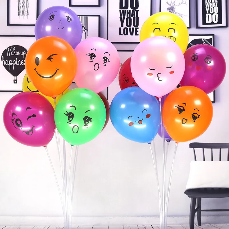 10 шт 12 дюймов 2,2 г 3D воздушные шары из латексной фольги с улыбающимся лицом, надувные шары, свадебные украшения, свадебные принадлежности для вечеринок с днем рождения - Цвет: 2.2g A18 Mix Color