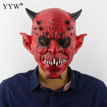 

Halloween Scary Horror Mask Adult Red Demon Masks Latex Costume Party Full Head Cosplay Maske Masquerade Funny Mascaras Props