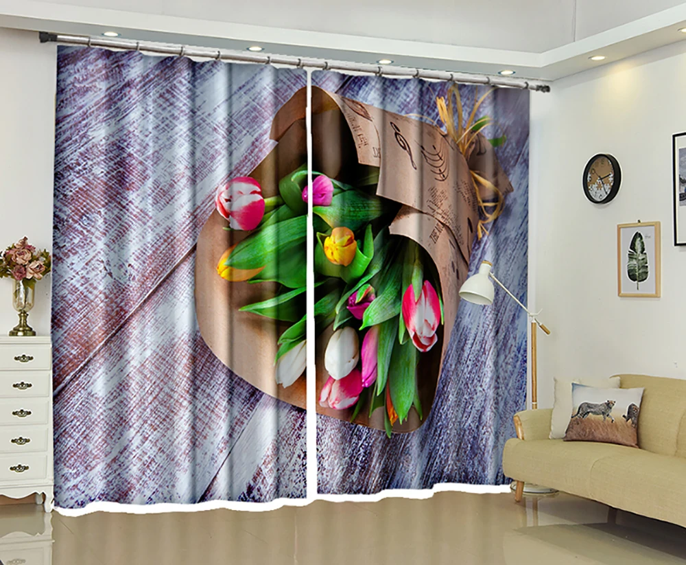 Positioning flower curtain pattern shading 3D curtains HD large map supports custom European | Дом и сад