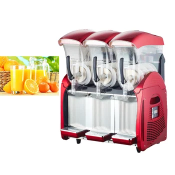 

Red Color Snow Melting Machine Three Tank Slush Machine Cold Drink Maker Smoothies Granita Machine Sand Ice Machine