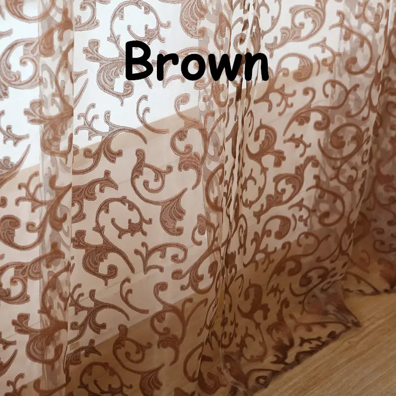 Занавески для кухни, тюль для окон, занавески с принтом, льняные тюлевые занавески для окон, красные тюлевые занавески для окон WP173B - Цвет: brown tulle