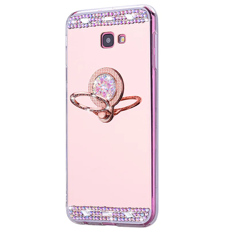 

3D view Mirror Phone Case For Samsung Galaxy J4 J6 Plus A6 A7 A8 2018 J3 J5 J7 Neo 2016 A5 A3 2017 A50 Glitter ring Case Cover