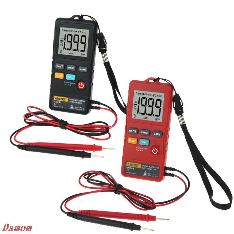 

AN301 Mini Digital Multimeter AC DC Voltmeter Voltage Resistance Meter with LED