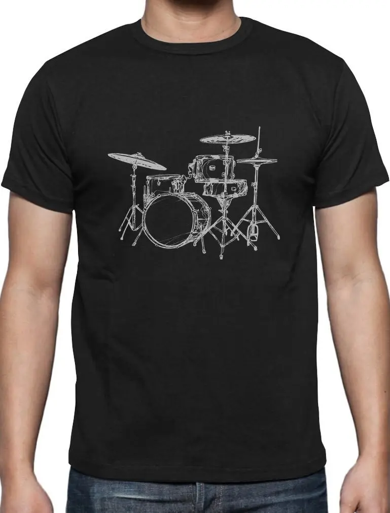 Create Shirts Crew Neck Gift For Drummer Cool Drums Design Printed