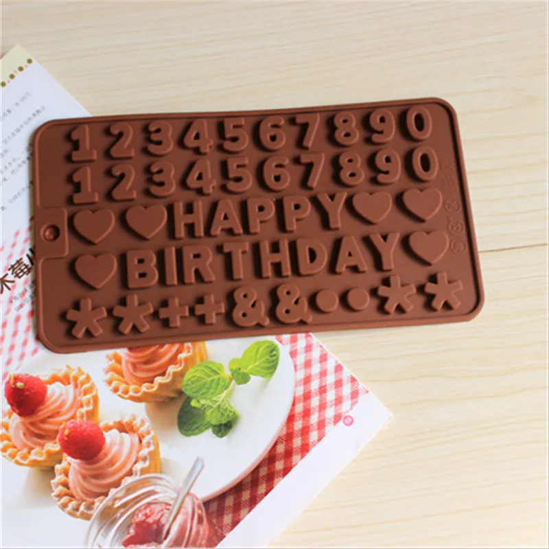 

0-9 Numbers Happy Birthday Words Shaped Silicone Cake Mold Cake Molds Chocolate Mold Ice Lattice Mold Baking Cake Tool