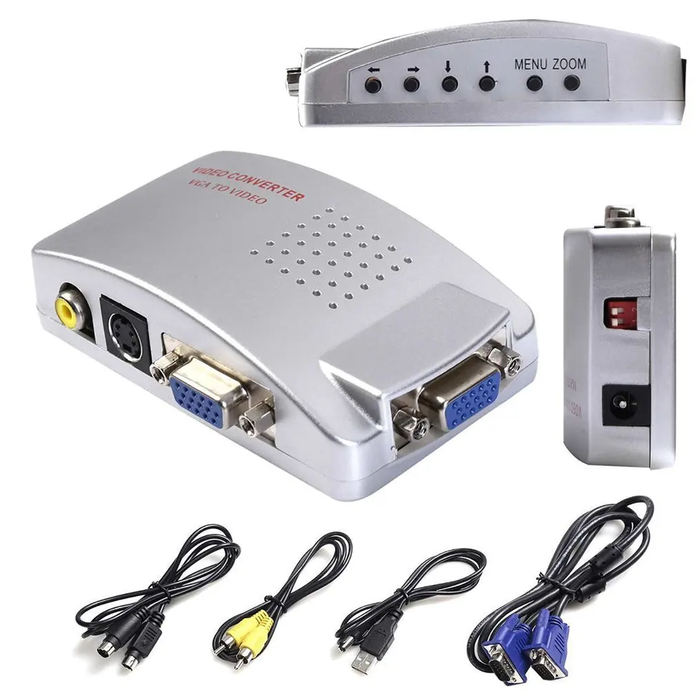 

VTA01 Portable VGA to TV AV RCA Signal Adapter Converter Video Switch Box Composite for Computer Laptop PC