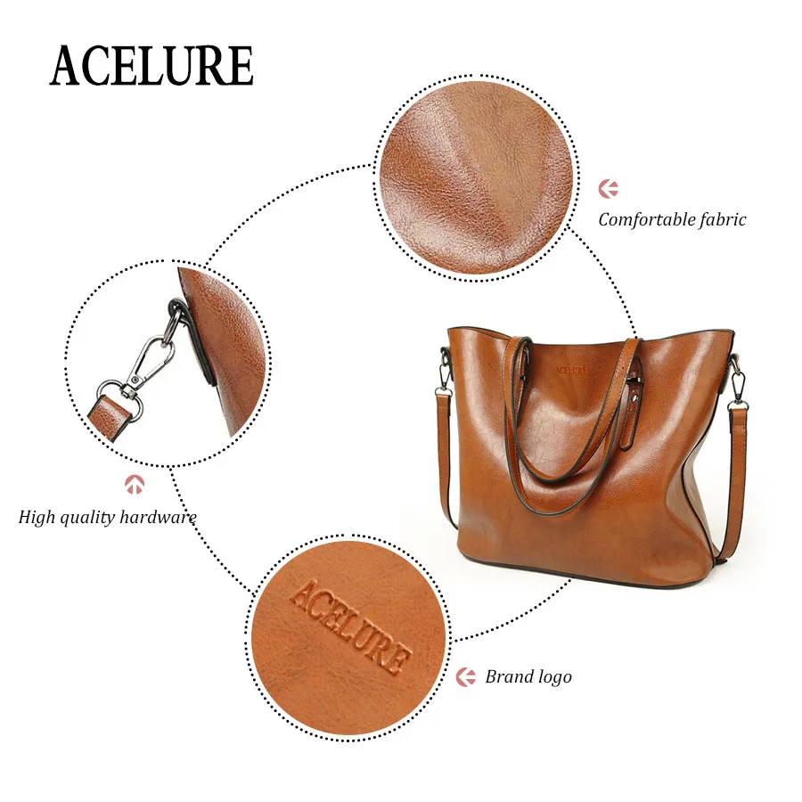 ACELURE النساء حقيبة كتف أزياء النساء حقائب النفط الشمع جلدية كبيرة قدرة حمل حقيبة عارضة بو الجلود المرأة حقيبة ساعي ACELURE النساء حقيبة كتف أزياء النساء حقائب النفط الشمع جلدية كبيرة قدرة حمل حقيبة عارضة بو الجلود المرأة حقيبة ساعي